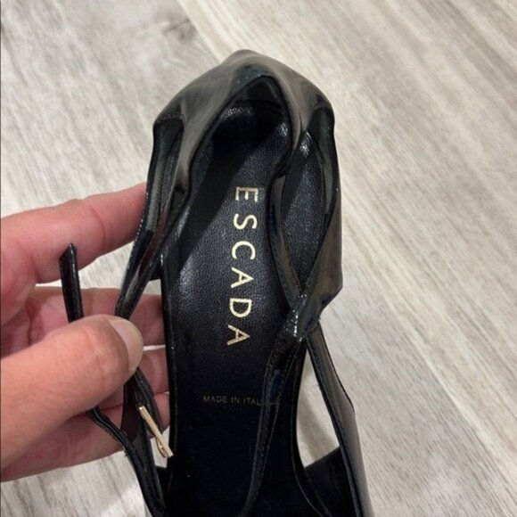 Escada Glossy Black PATENT  Leather HEELS SIZE eu 39 US SIZE 8.5 - Picture 4 of 8